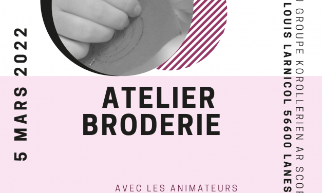 Fédération Mor Bihan : Atelier broderie samedi 5 mars à Lanester