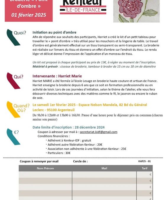 Stage de broderie à Argenteuil