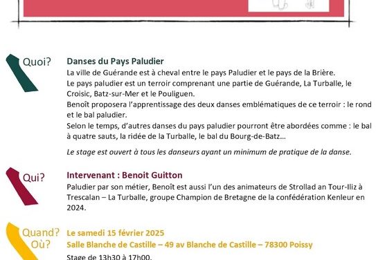 Stage de danses du pays paludier à Poissy